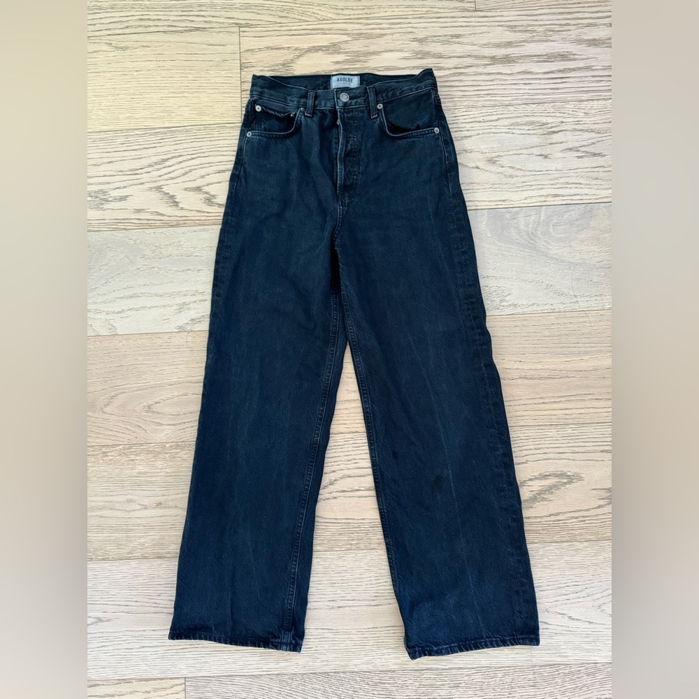 Agolde ren medium rise wide leg ankle Black Jeans
